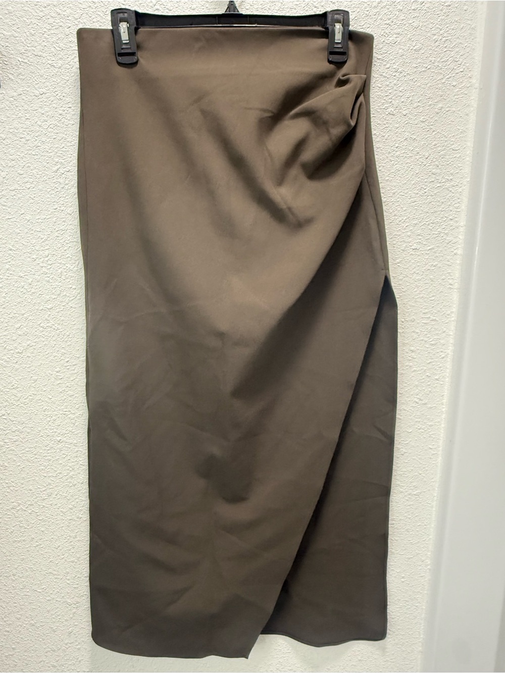 Zara Midi Skirt A-Line Split  Cotton Blend Earthy Tone Sz(L)
